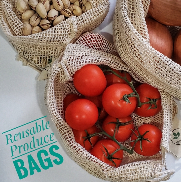 3 pcs Organic Cotton Reusable Grocery Bags - Picture 2 of 5